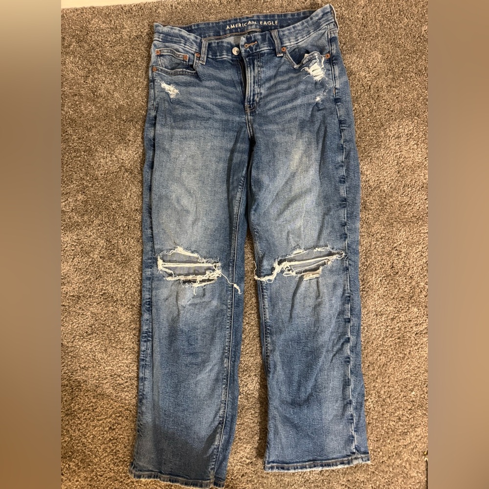 American Eagle Outfitters Ripped Blue Boyfriend Jeans
